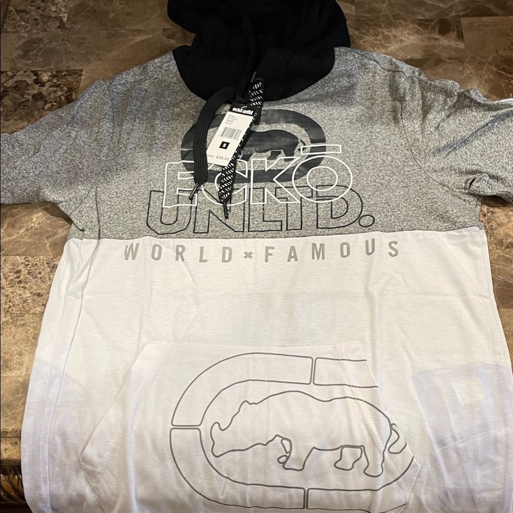 Ecko Unlimited Black and White Graphic Hoodie